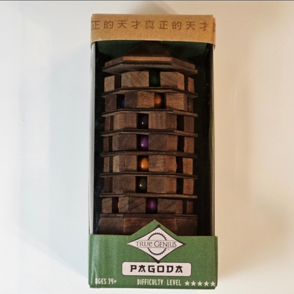 True Genius Pagoda Wooden Brainteaser Puzzle, NWT - Picture 5 of 7